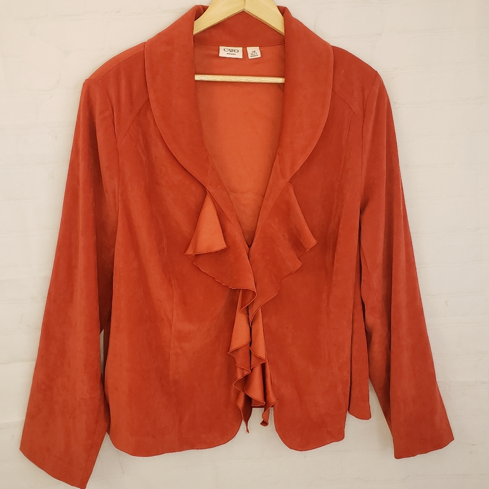 CATO Ruffle Faux Suede Jacket Longsleeve Waterfall